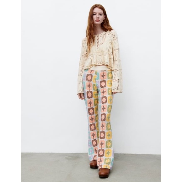 Zara Tops Zara Crocheted Knit Top Large Ecru Poshmark